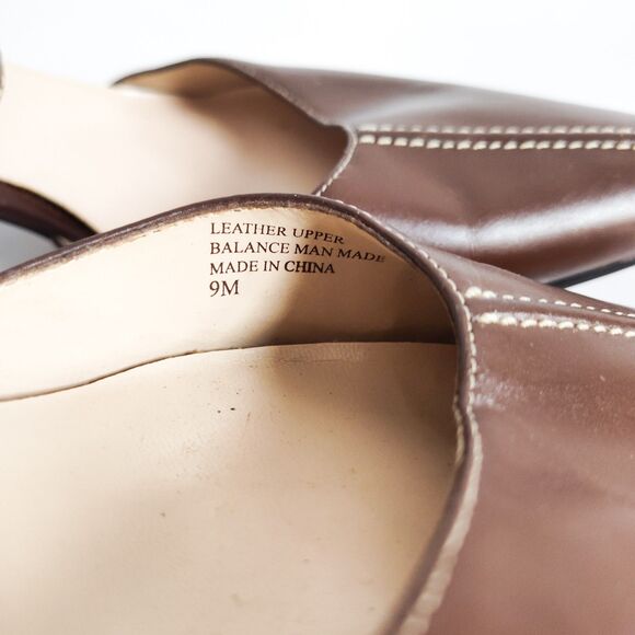 Y2K 90s Anne Klein Heels Size 9 Brown Leather Pointy Toe Ankle Strap 3" Stiletto - Picture 9 of 12